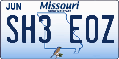 MO license plate SH3E0Z