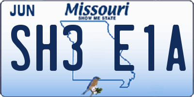 MO license plate SH3E1A