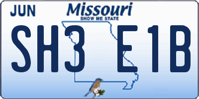 MO license plate SH3E1B