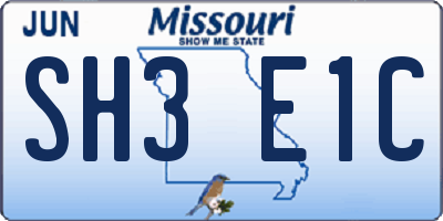 MO license plate SH3E1C
