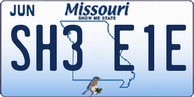 MO license plate SH3E1E
