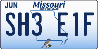 MO license plate SH3E1F