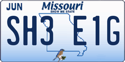 MO license plate SH3E1G