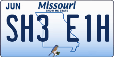 MO license plate SH3E1H