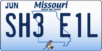 MO license plate SH3E1L