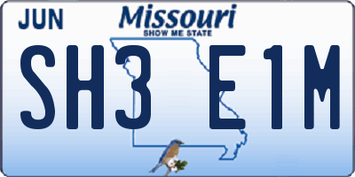 MO license plate SH3E1M