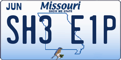 MO license plate SH3E1P