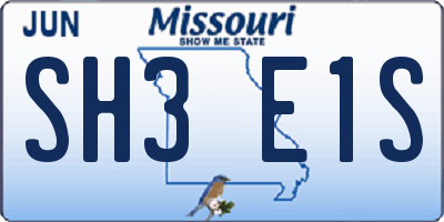 MO license plate SH3E1S