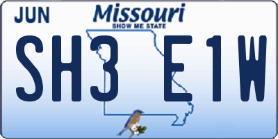 MO license plate SH3E1W