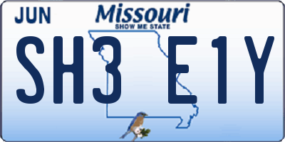 MO license plate SH3E1Y