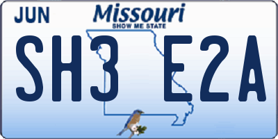 MO license plate SH3E2A