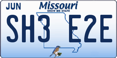 MO license plate SH3E2E