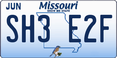 MO license plate SH3E2F