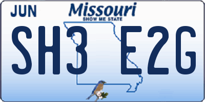 MO license plate SH3E2G