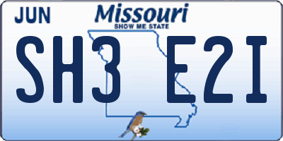 MO license plate SH3E2I