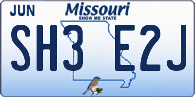 MO license plate SH3E2J