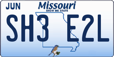 MO license plate SH3E2L