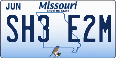 MO license plate SH3E2M