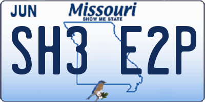 MO license plate SH3E2P
