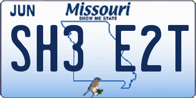 MO license plate SH3E2T