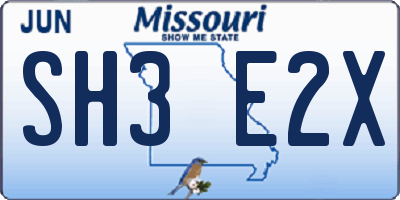 MO license plate SH3E2X