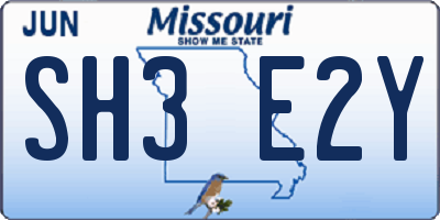 MO license plate SH3E2Y