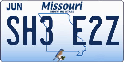 MO license plate SH3E2Z