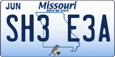 MO license plate SH3E3A