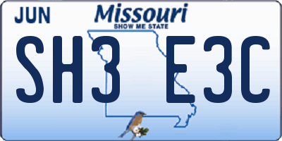 MO license plate SH3E3C