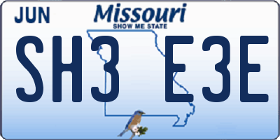 MO license plate SH3E3E