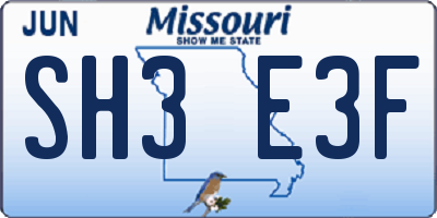 MO license plate SH3E3F