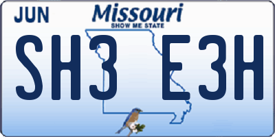 MO license plate SH3E3H