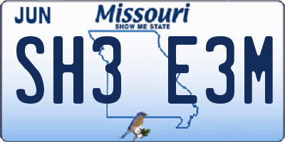 MO license plate SH3E3M