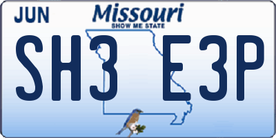 MO license plate SH3E3P