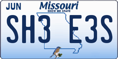 MO license plate SH3E3S