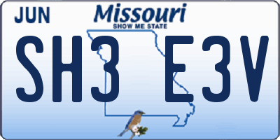 MO license plate SH3E3V