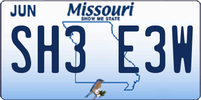 MO license plate SH3E3W