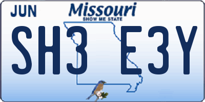 MO license plate SH3E3Y