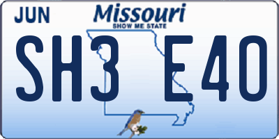 MO license plate SH3E4O