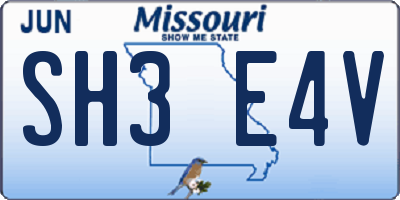 MO license plate SH3E4V