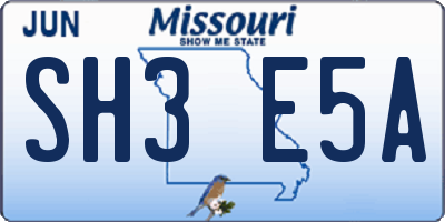 MO license plate SH3E5A