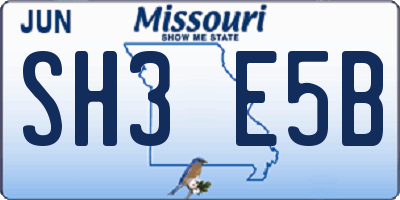 MO license plate SH3E5B