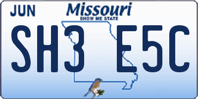 MO license plate SH3E5C