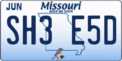 MO license plate SH3E5D