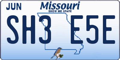 MO license plate SH3E5E