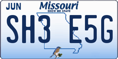 MO license plate SH3E5G