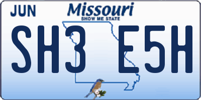MO license plate SH3E5H