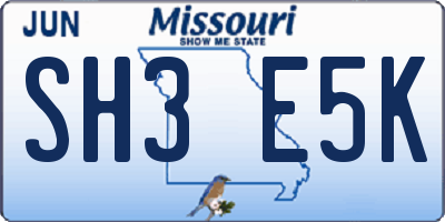 MO license plate SH3E5K
