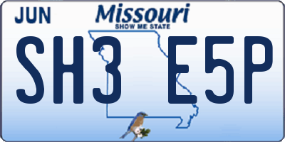 MO license plate SH3E5P