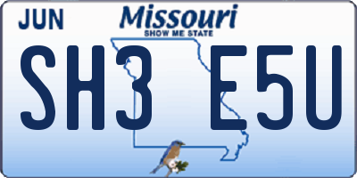 MO license plate SH3E5U